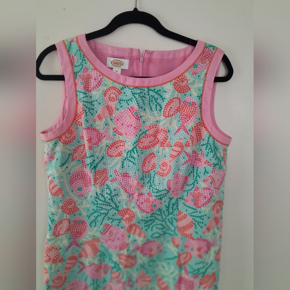 Talbots  Nautical Fish Print Shift Dress Size 12 Coastal Multicolor Beachy - Picture 3 of 12